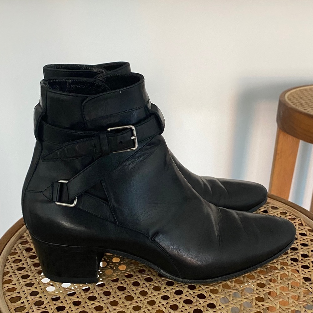 SAINT LAURENT BLAKE JODPHUR BLACK LEATHER 35